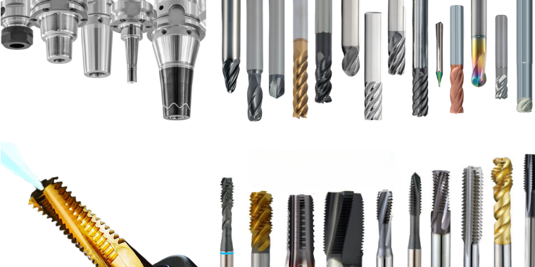 Diferentes brocas, fresas, machos, portaherramientas...