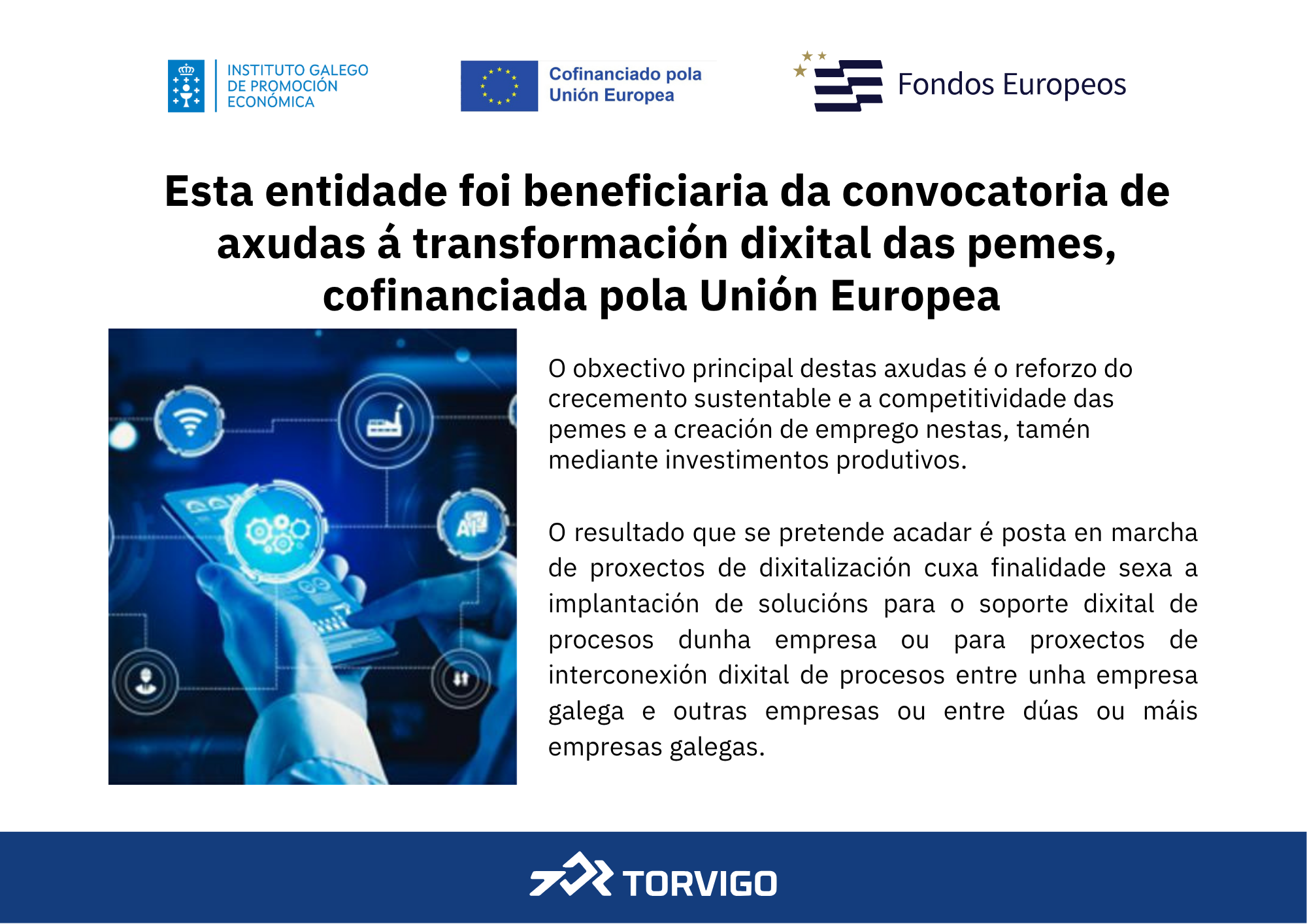Cartel de beneficiario de la subvención tranformación digital para pymes
