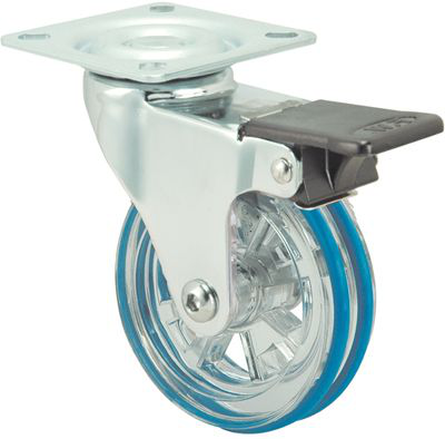 Ruedas RD-RD Azul  Giratorio /Platina/Freno Rueda