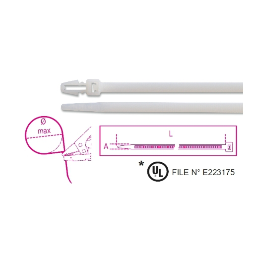 Abrazaderas de nylon de inserción, color natural