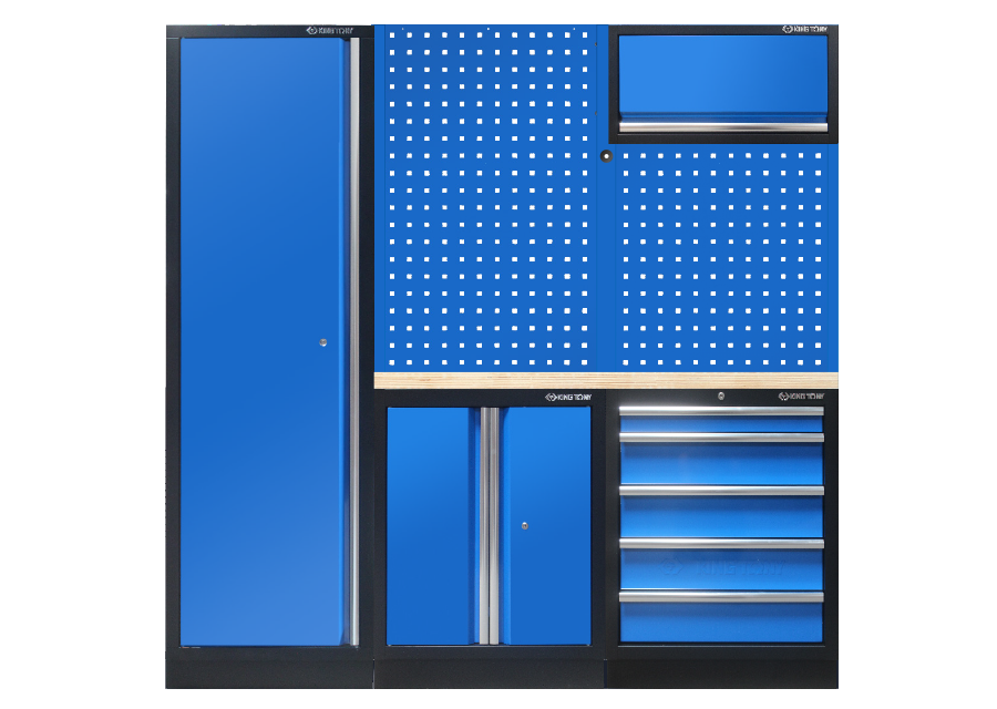 Mobiliario para taller completo (negro/azul/madera