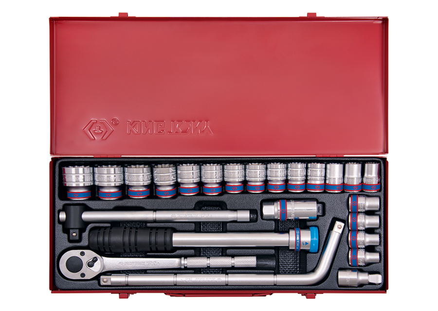 Caja de vasos métricos y accesorios 1/2"