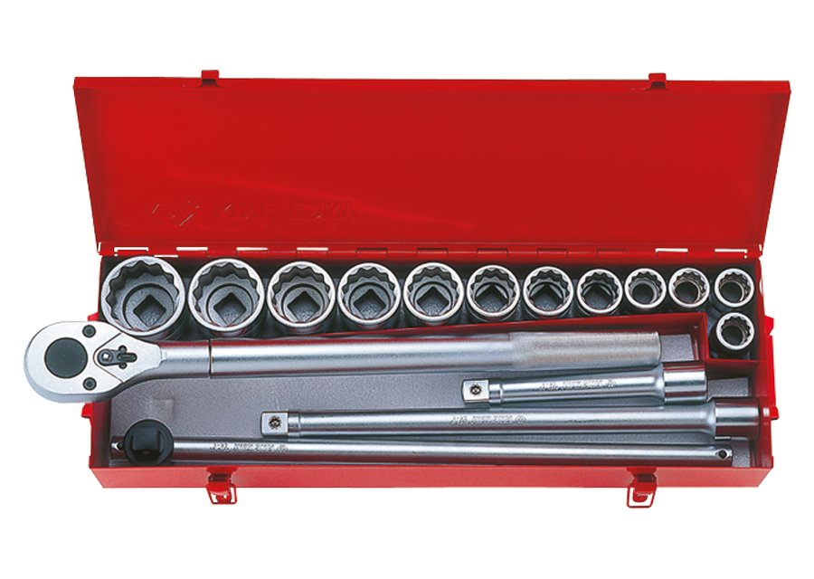 Caja de vasos 3/4" métricos con accesorios