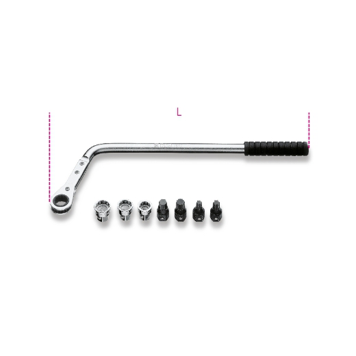 Juego llave curvada de carraca reversible con punt