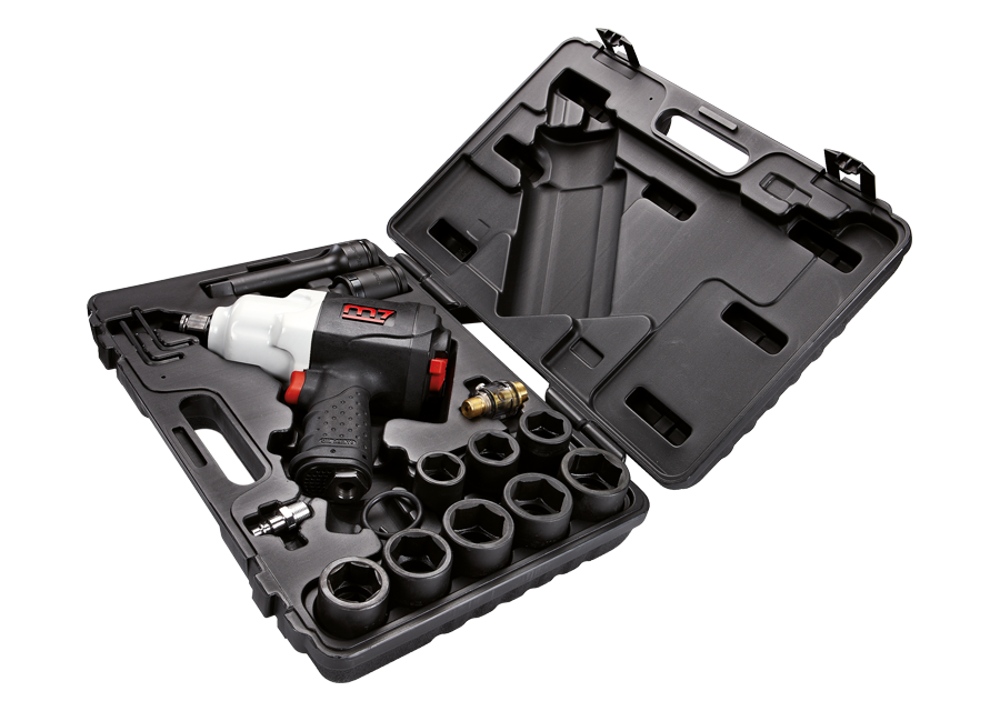 Caja de llave de impacto 3/4" con vasos métricos y