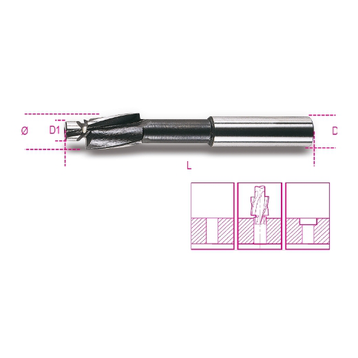 Avellanadores con perno guía grado fino, de acero