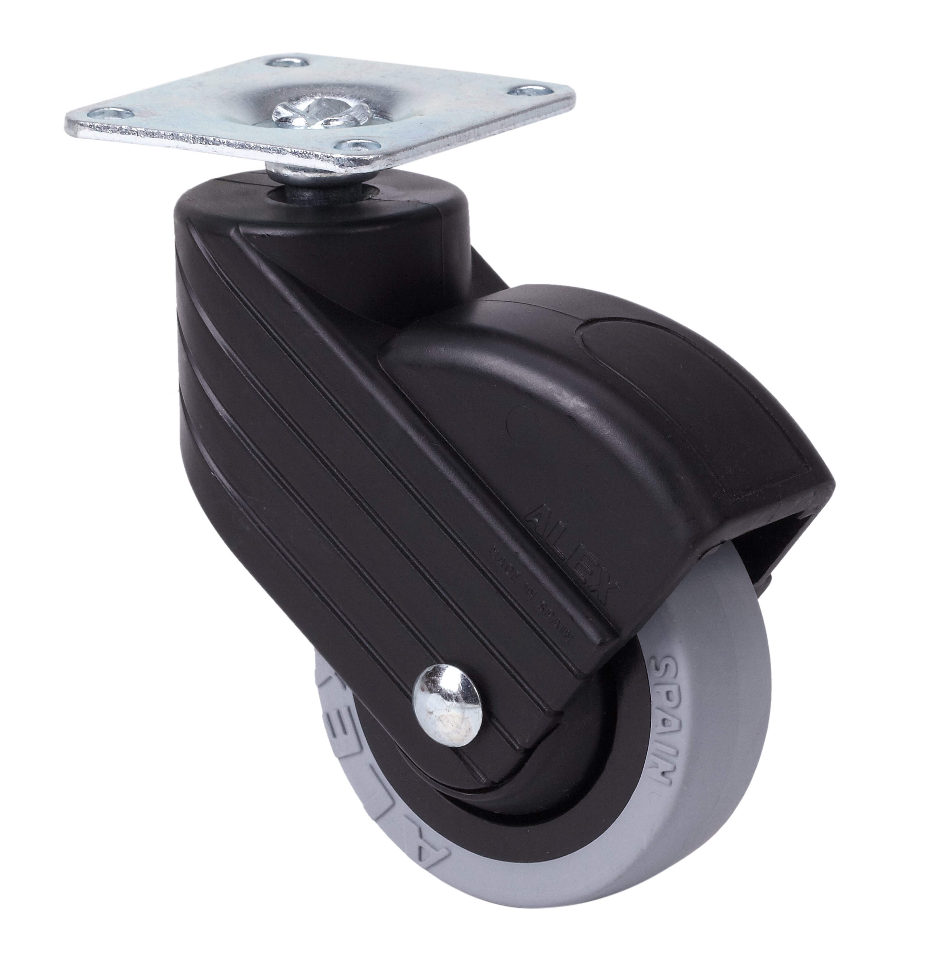 Ruedas HP-PGI negro  Giratorio /Platina/Sin Freno