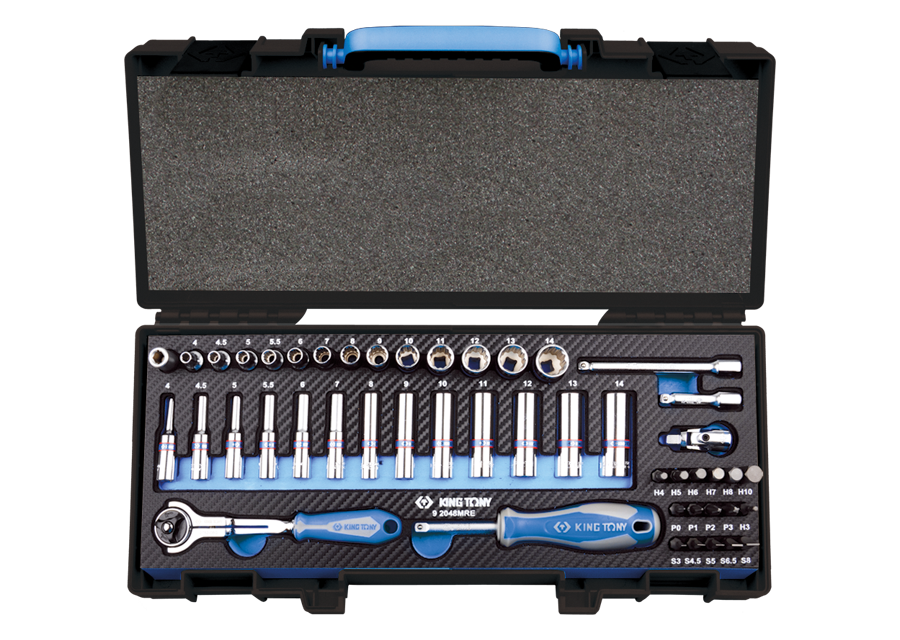 Cofre de vasos hexagonales y bi-hexagonales 1/4" m