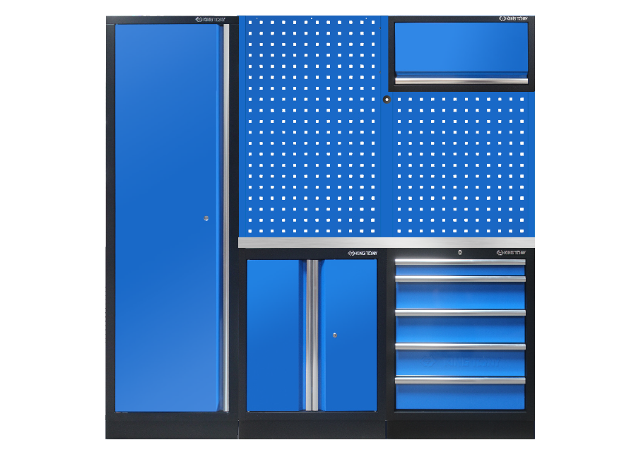 Mobiliario para taller completo (negro/azul/acero)