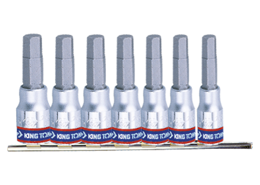 Juego de vasos con punta hexagonal sobre raíl