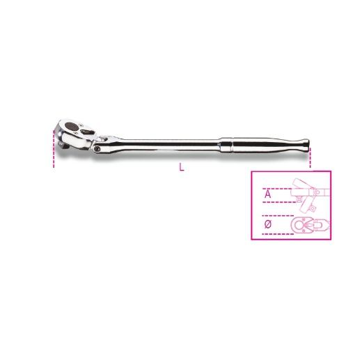 Carraca reversible articulada, con cuadrado macho