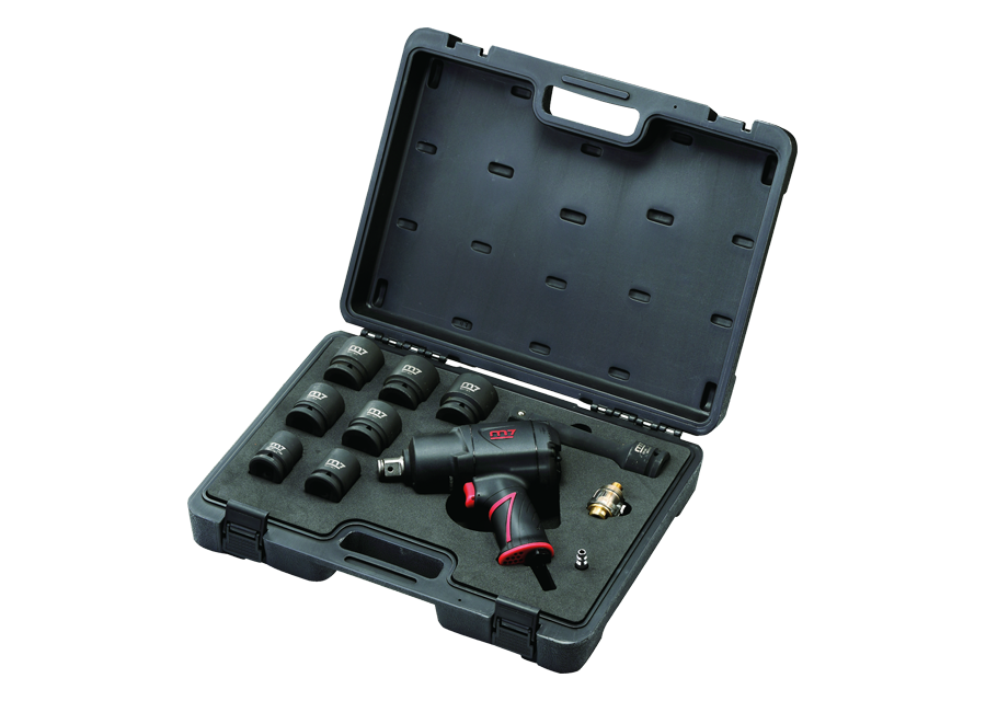 Caja llave de impacto con vasos métricos 3/4" y ac