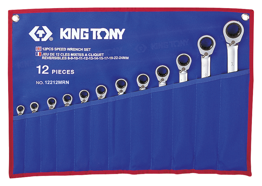 Estuche de llaves combinadas con carraca métricas