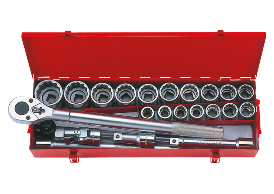 Caja de vasos 3/4" métricos con accesorios