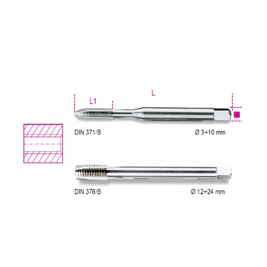 Machos para roscado a máquina paso grueso para agu