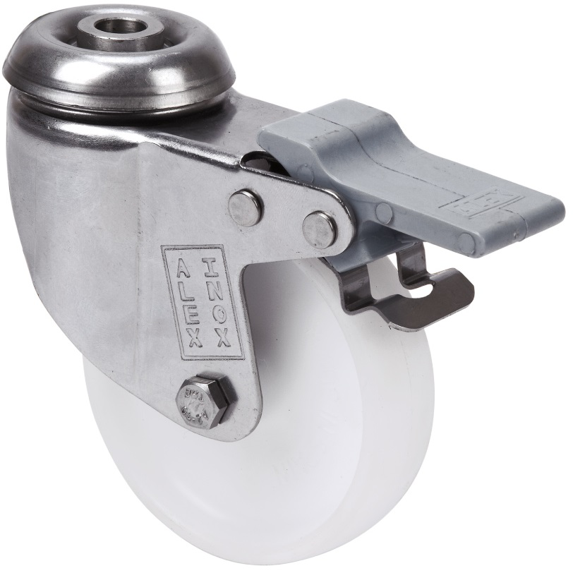 Ruedas BHI INOX-BP Blanco  Giratorio /Agujero pasa