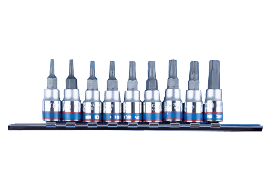 Juego de vasos 1/4" con punta TORX® sobre raíl