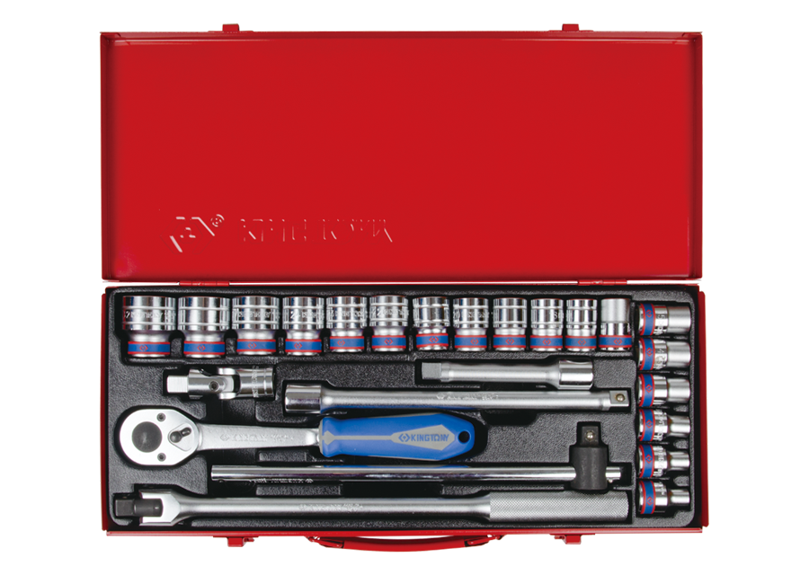 Caja de vasos métricos y accesorios 1/2"