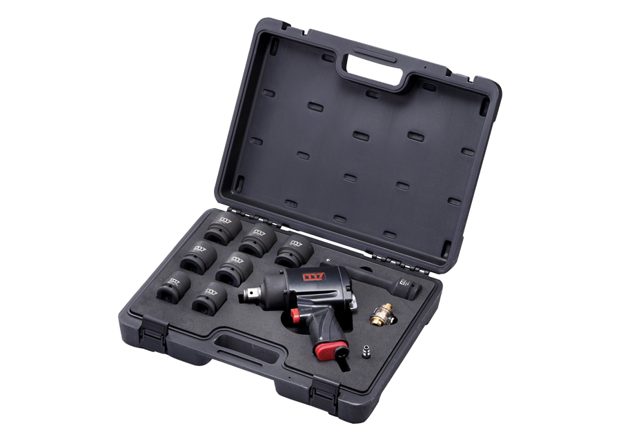 Caja llave de impacto con vasos métricos 3/4" y ac