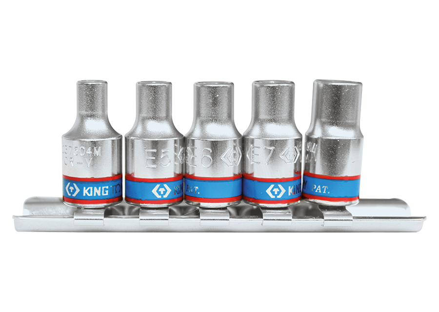 Juego de vasos 1/4" TORX® sobre raíl