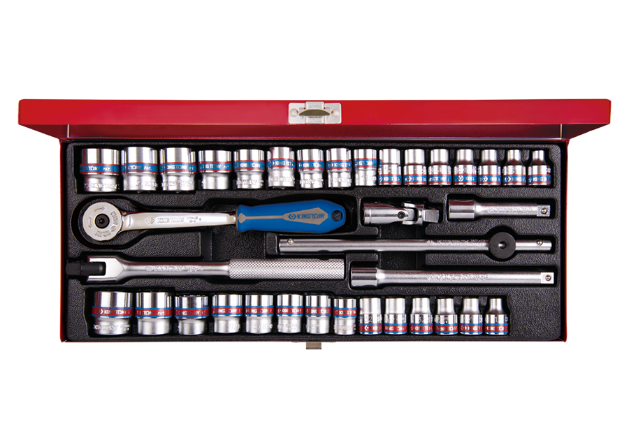 Caja de vasos 3/8" métricos y en pulgadas con acce