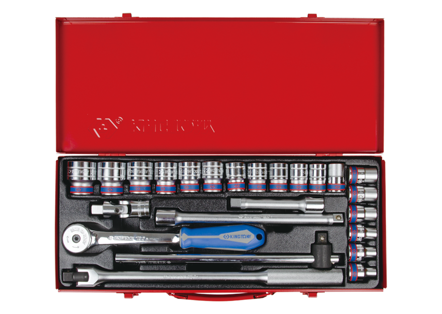 Caja de vasos métricos y accesorios 1/2"