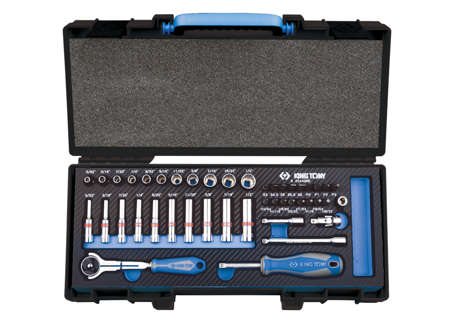 Cofre de vasos 1/4" en pulgadas con accesorios