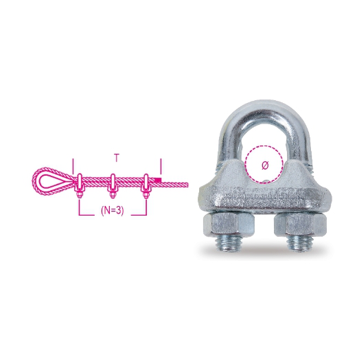 Sujetacables de grapa de acero, zincados