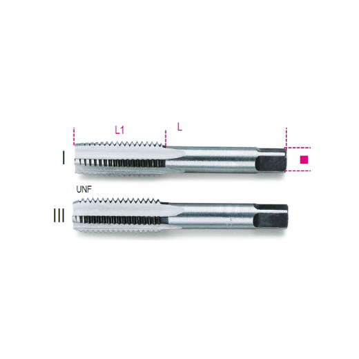 Machos para roscar manuales, paso fino, roscado UN