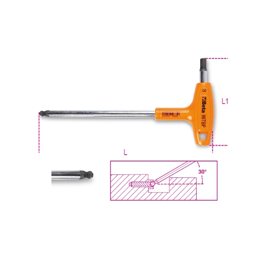 Llaves macho hexagonales acodadas con cabeza esfér