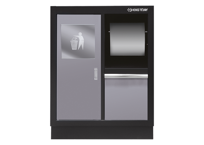 Mueble con basura y soporte rollo papel integrados