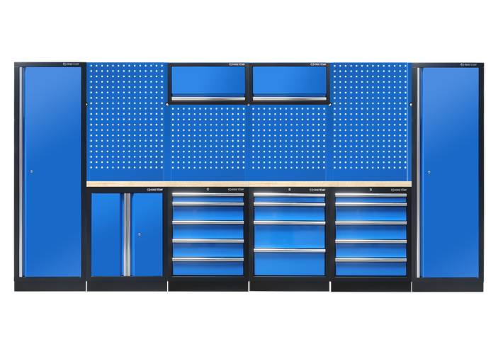 Mobiliario para taller completo (negro/azul/madera