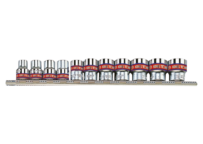 Juego de vasos 1/4" en pulgadas sobre raíl