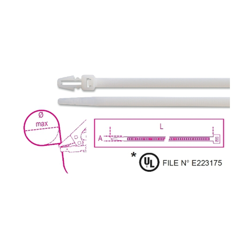 Abrazaderas de nylon de inserción, color natural