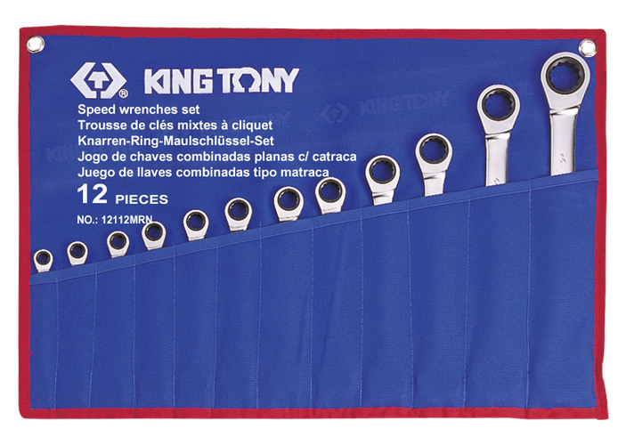 Estuche de llaves combinadas con carraca métricas