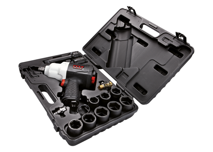 Caja de llave de impacto 3/4" con vasos métricos y