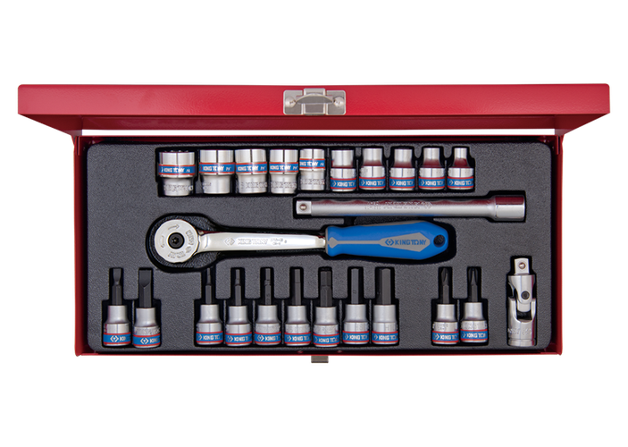 Caja de vasos métricos y accesorios 3/8"