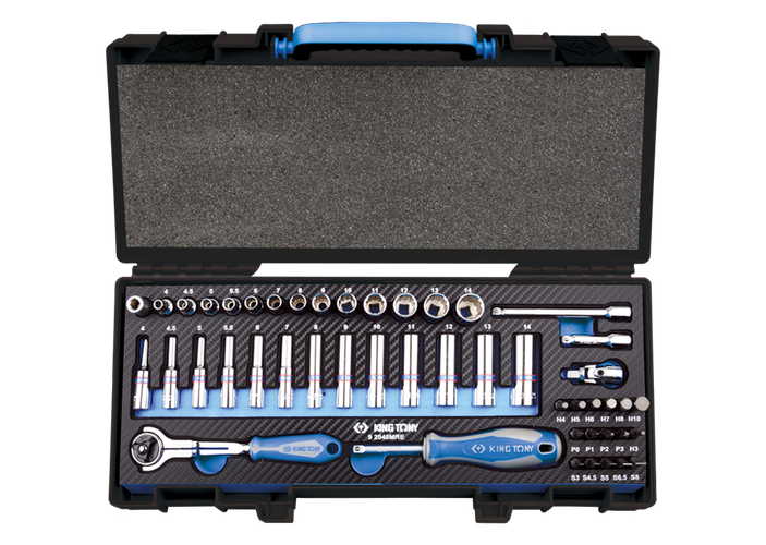 Cofre de vasos hexagonales y bi-hexagonales 1/4" m