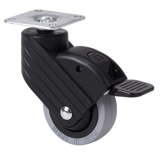 Ruedas HP-PGI negro  Giratorio /Platina/Freno Rued