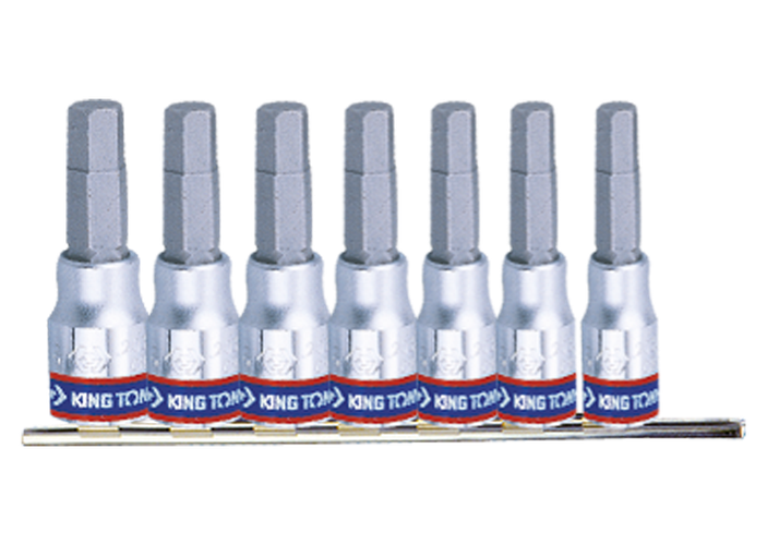 Juego de vasos con punta hexagonal sobre raíl