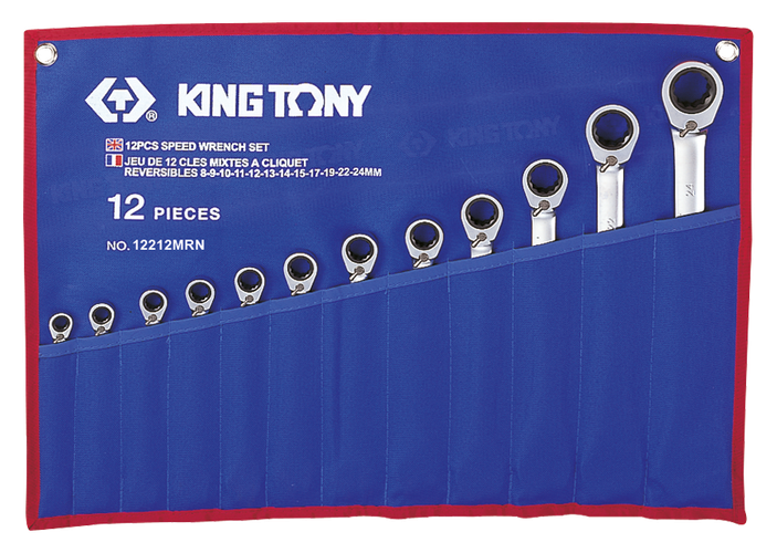 Estuche de llaves combinadas con carraca métricas