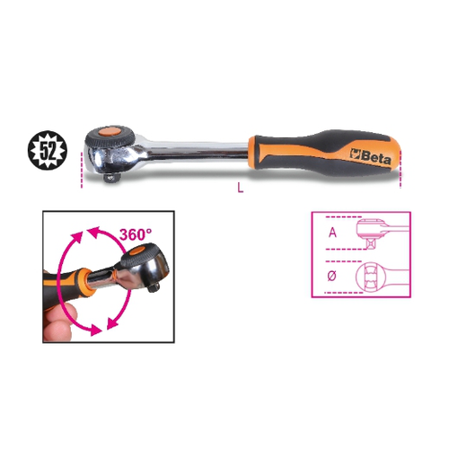 Carraca reversible con mango giratorio con cuadrad