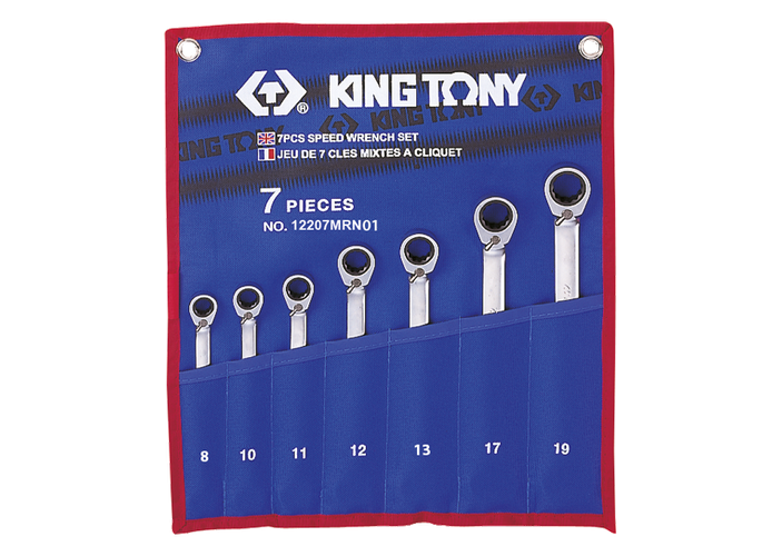 Estuche de llaves combinadas con carraca métricas