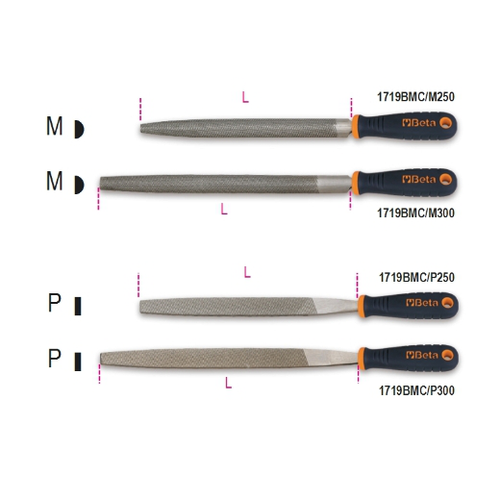 Limas diversas semirredondas y planas mango en mat