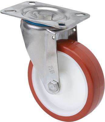 Ruedas ZVI INOX-POL  Giratorio /Platina/Sin Freno