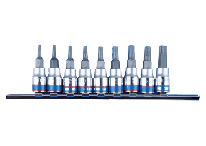 Juego de vasos 1/4" con punta TORX® sobre raíl