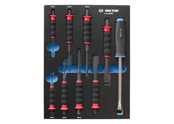 Bandeja EVAWAVE de botadores enfundados, buriles e