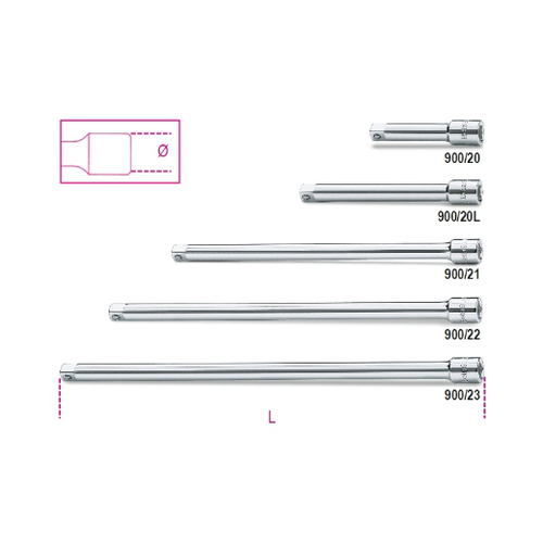 Alargaderas con cuadrado macho y hembra 1/4