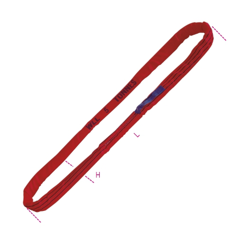 Cables redondos de anillo, 5t, rojo tejido en poli