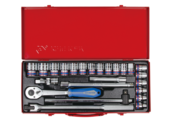 Caja de vasos métricos y accesorios 1/2"